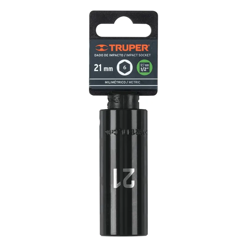 TRUPER - Dado Tubular Hexagonal Encastre 1/2" de Impacto de 21 mm