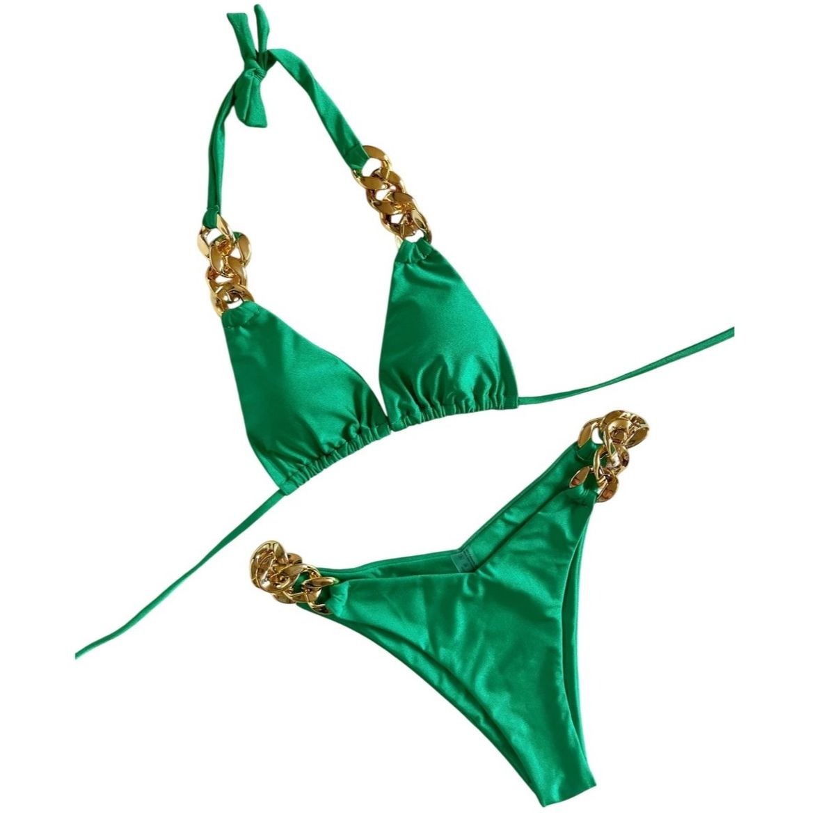 GENIEKA - Bikini Sexy Brasilero Green Copas Mujer Verde Traje de Baño Genieka