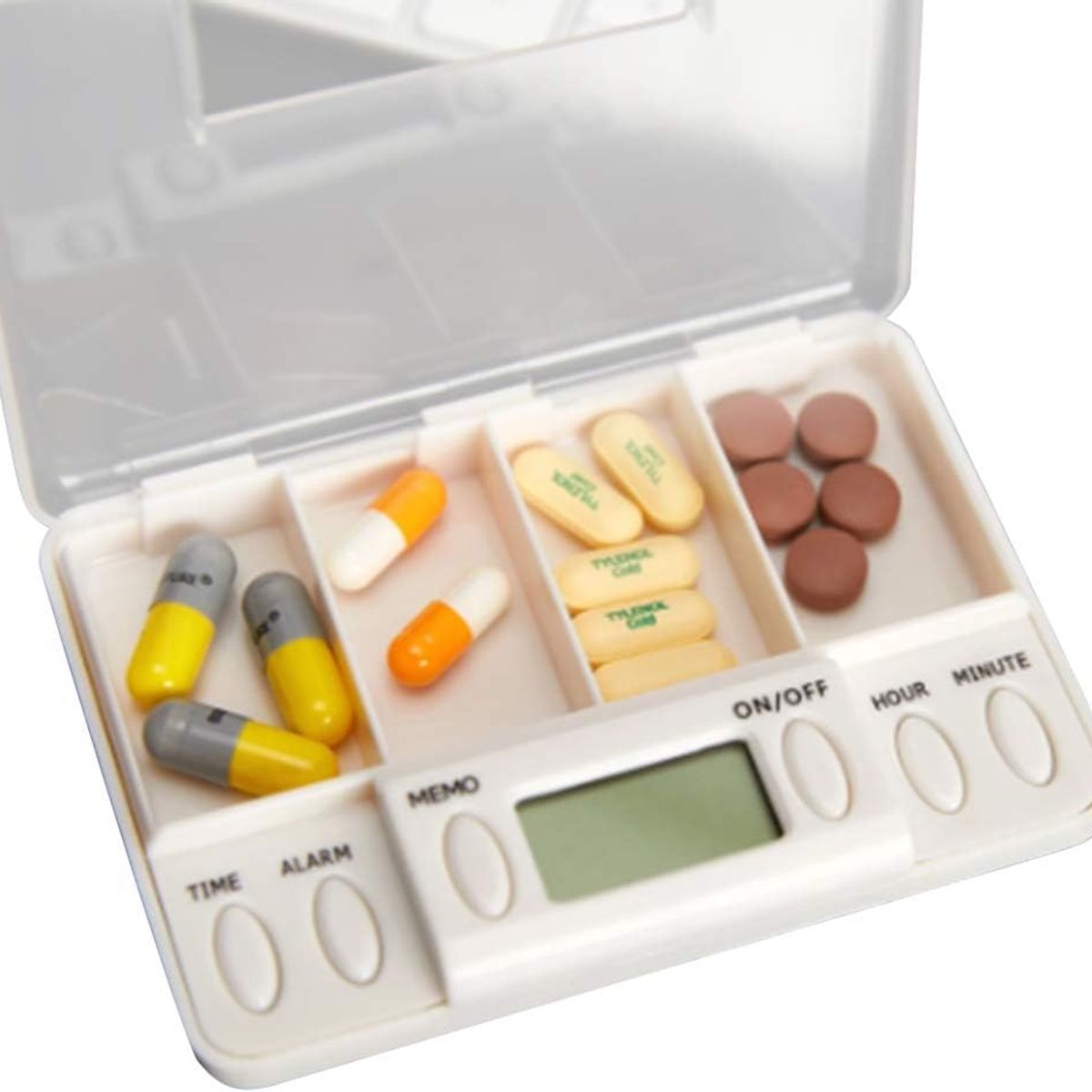 GENERICO - Pastillero Alarma Portátil Con 4 Divisiones