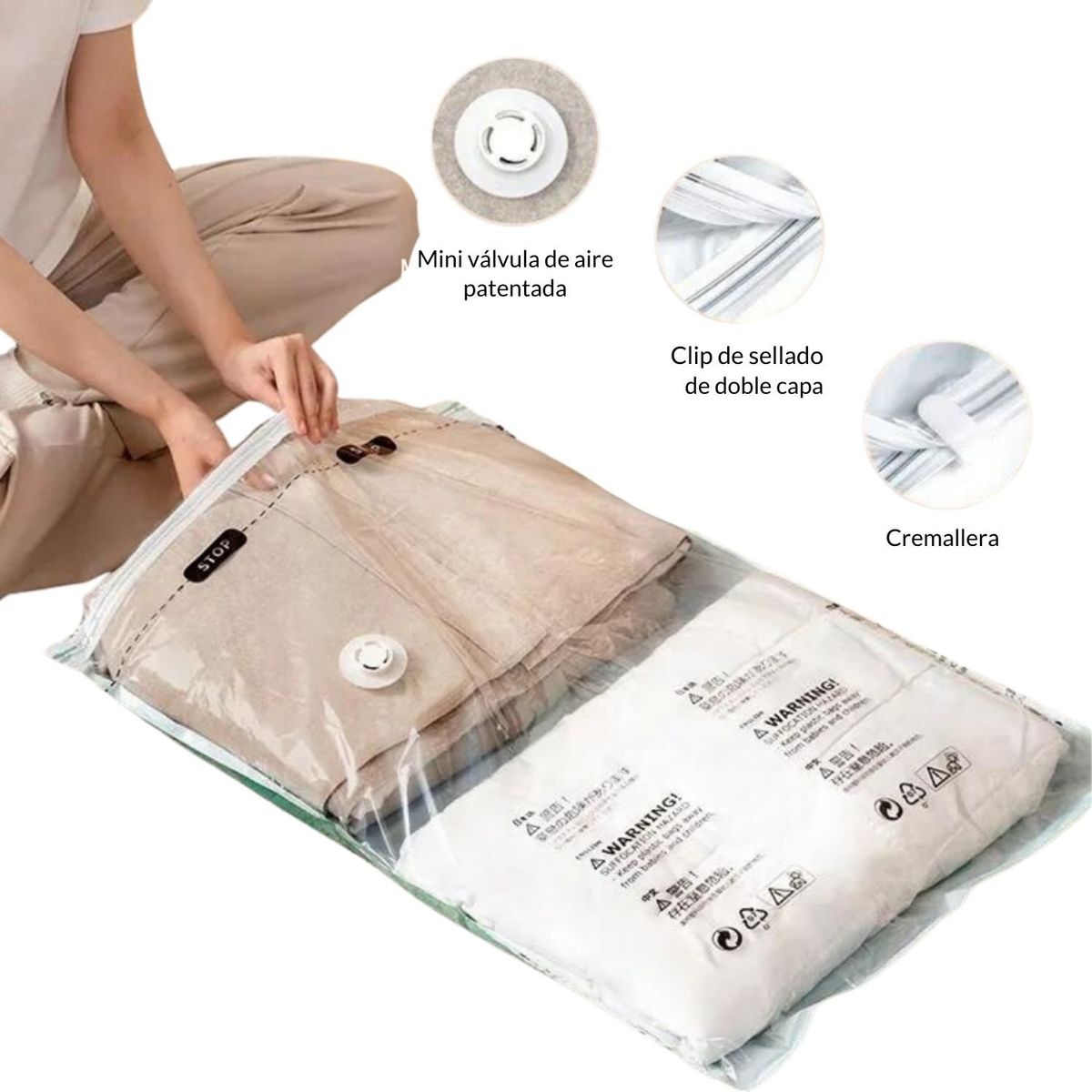 GENERICO - Set de bolsas al vacío plano 6 bolsas más succionador de aire