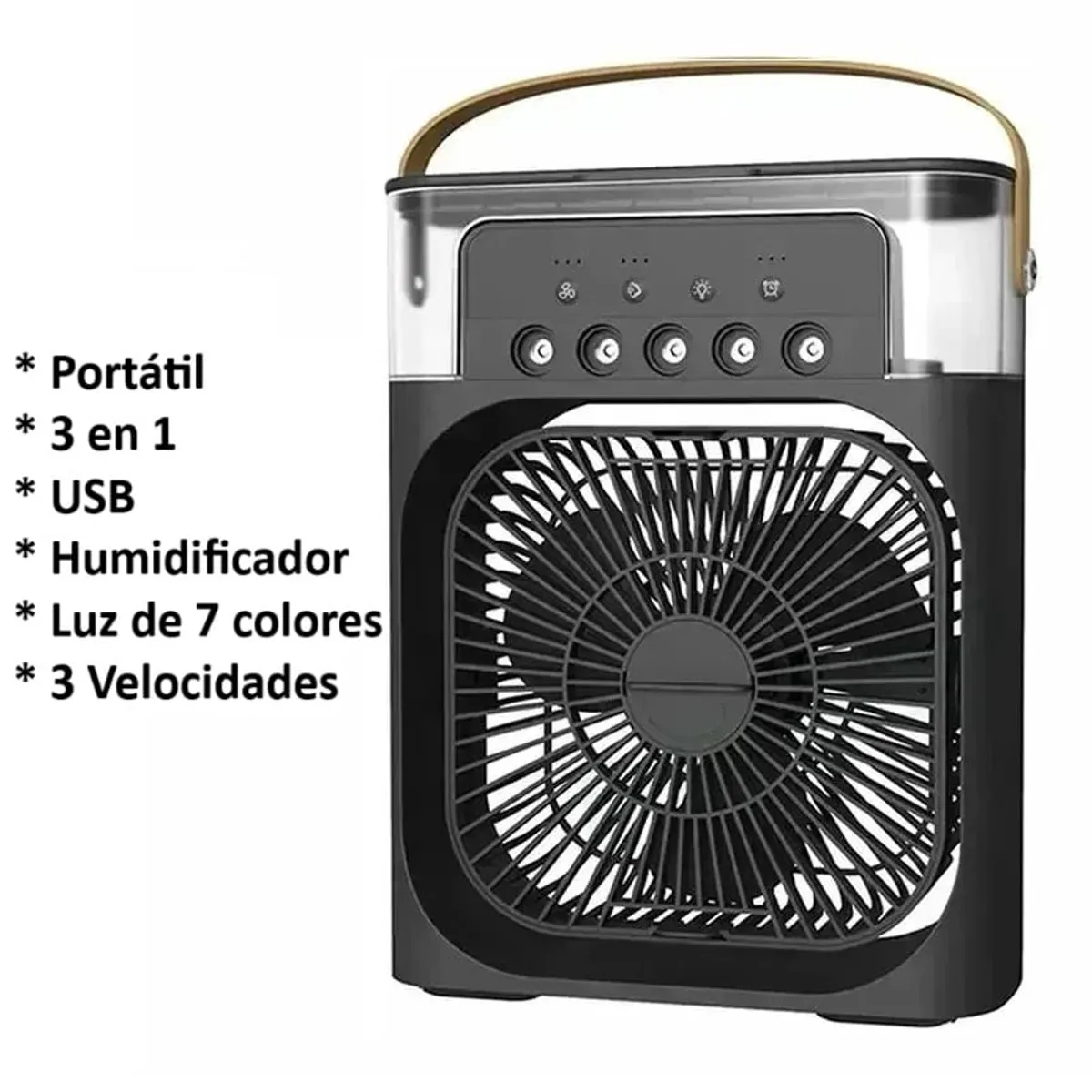 GENERICO - Ventilador Portátil Humidificador 3 en 1 Enfriador Luz LED USB Genieka