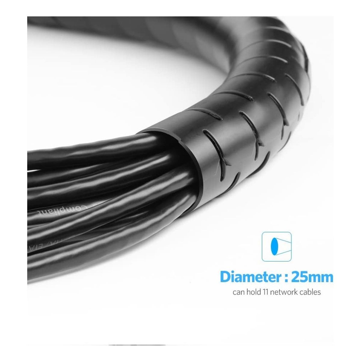 UGREEN - Ugreen Organizador de Cables de Polietileno 3m Negro LP121 - 30819