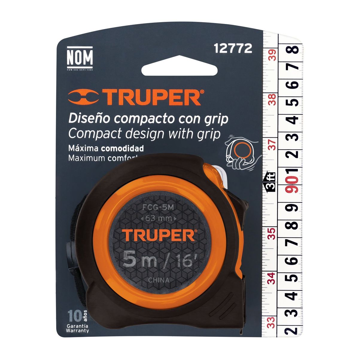 TRUPER - Wincha Compacta Contra Impactos 5 M Cinta 16 Mm