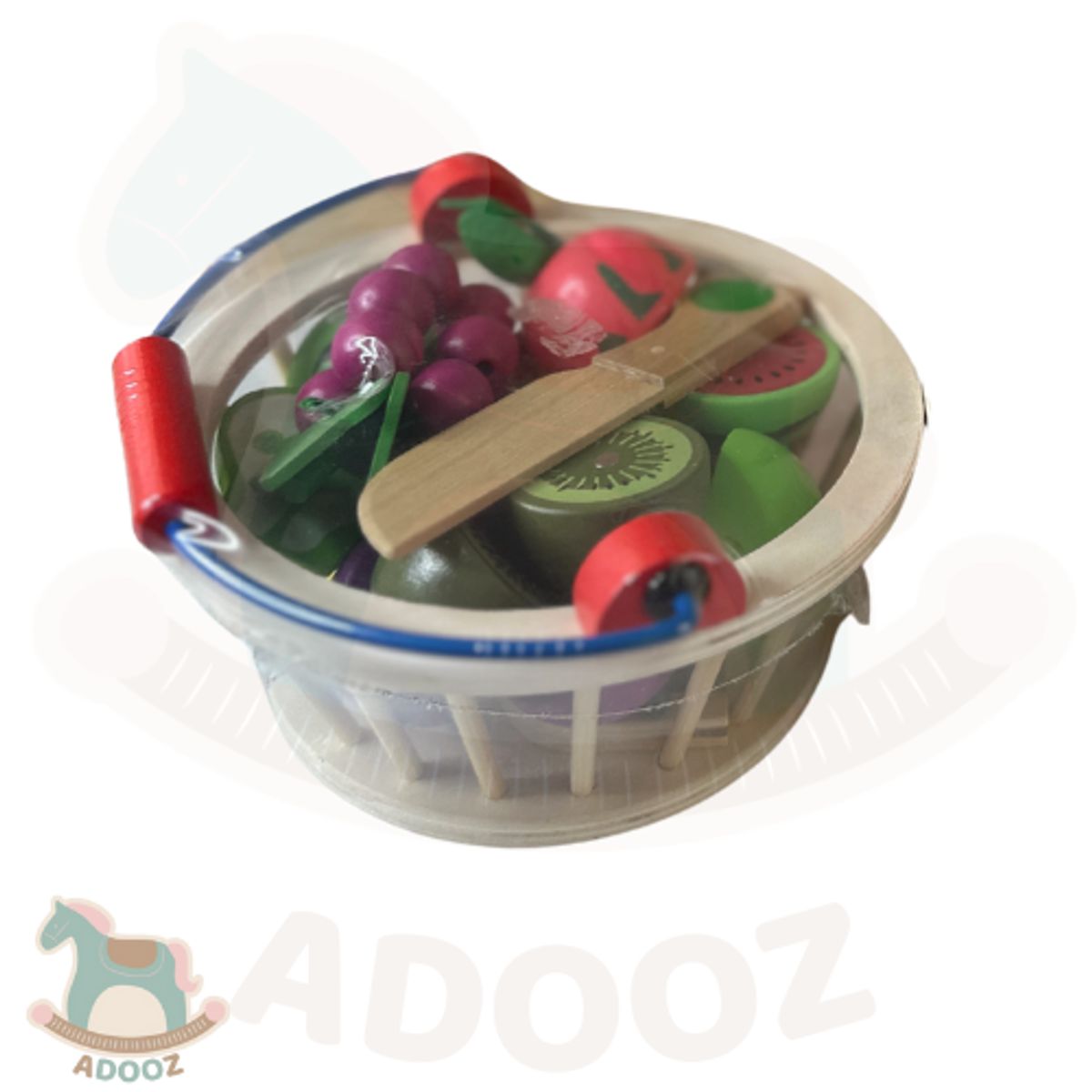 GENERICO - Cesta de Frutas de Madera con Imán y Juego de Corte