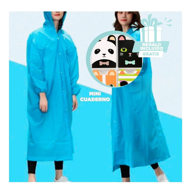 RYBIU IMPORT - Pack9 Gabardina Hermetico Poncho en Azul Y+Regalo Stickers