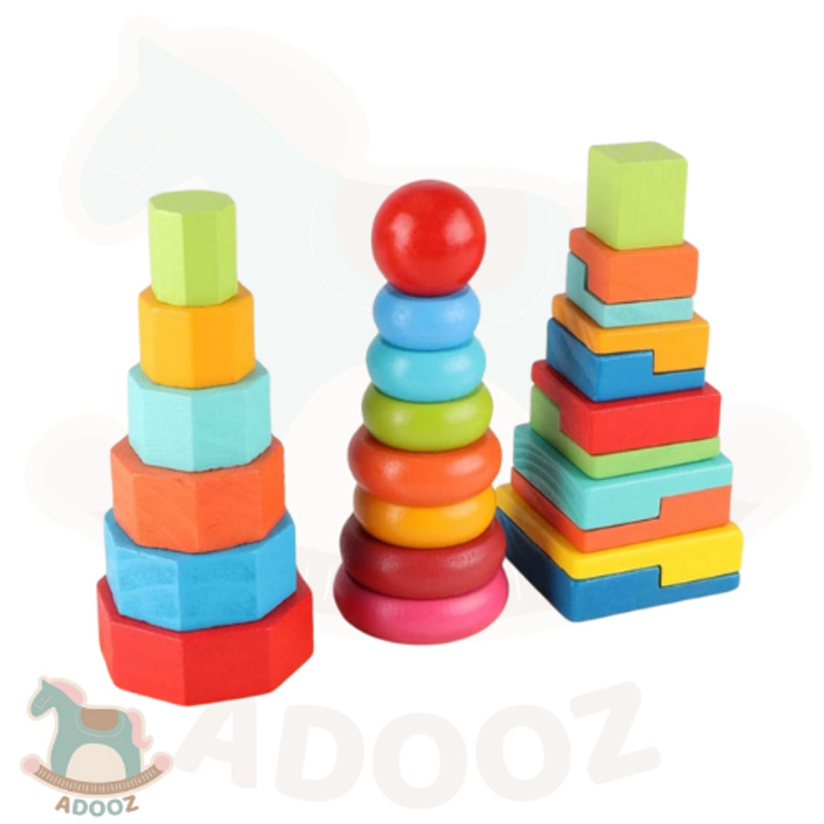 GENERICO - Torre Arcoíris Montessori de 3 Columnas para Apilar y Clasificar