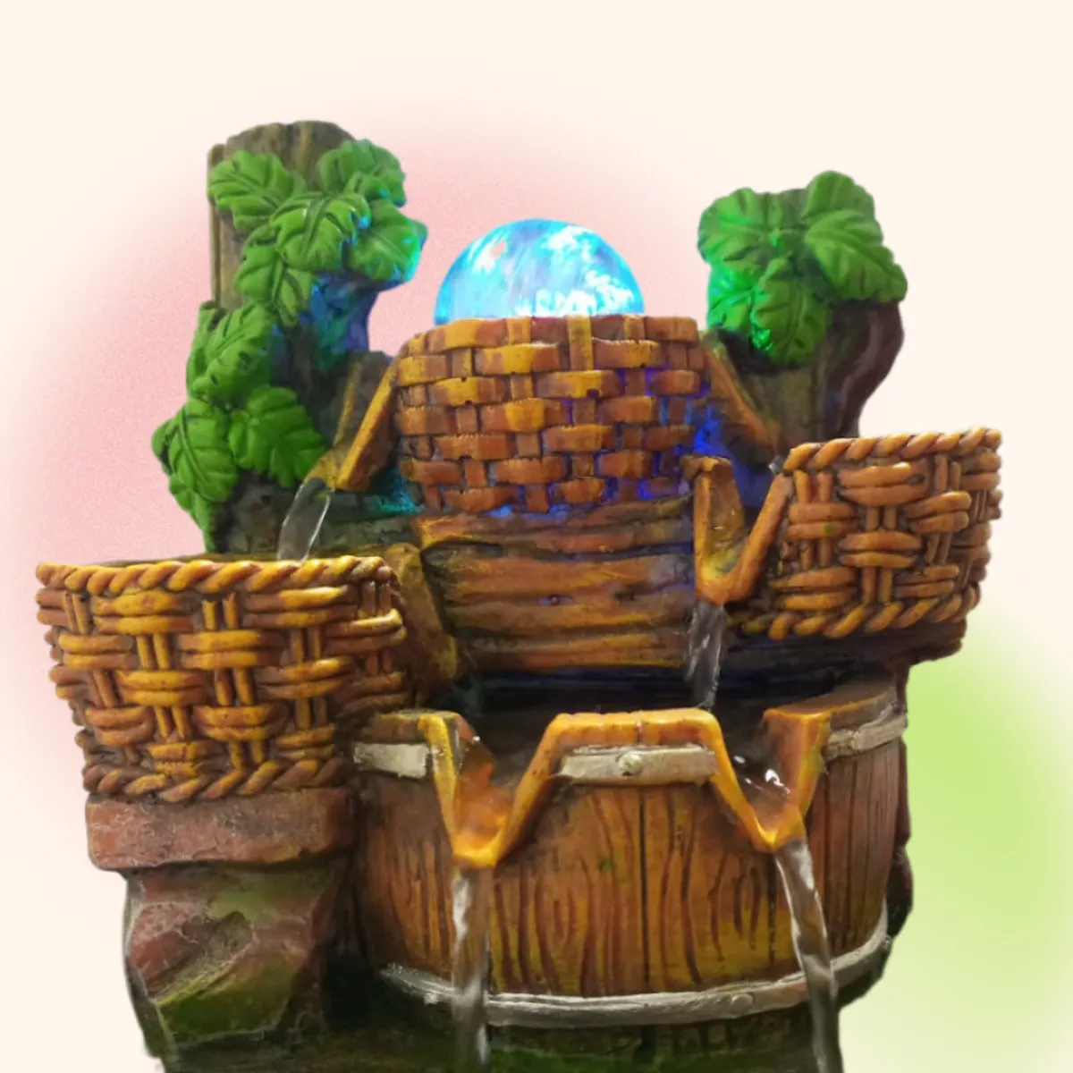 GENERICO - FUENTE DE AGUA CASCADA LUZ RGB BOLA RODANTE CORRIENTE 29 x 23 x 19 CM