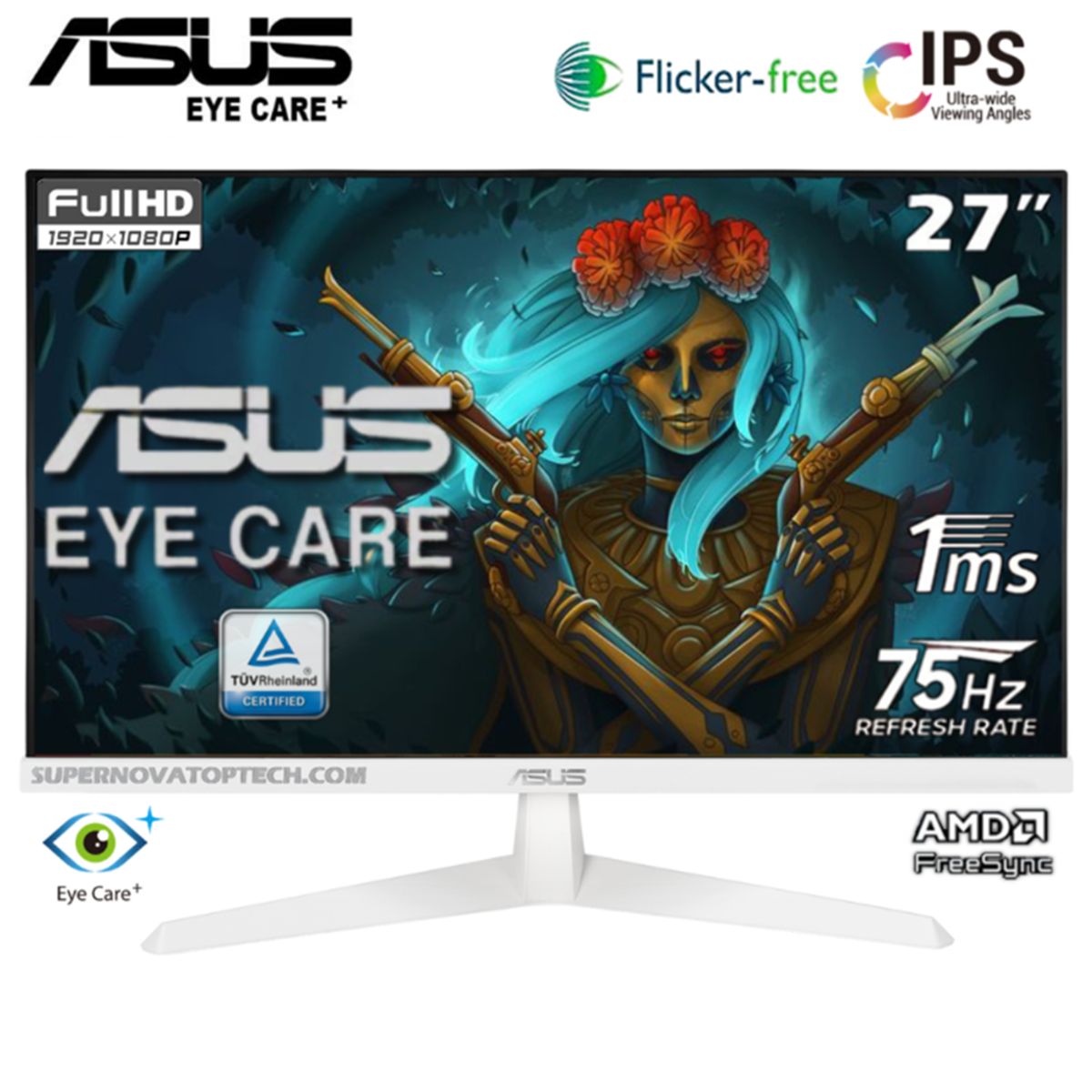 ASUS - Monitor 27 ASUS Eye Care VY279HE-W FHD IPS 1ms FreeSync White