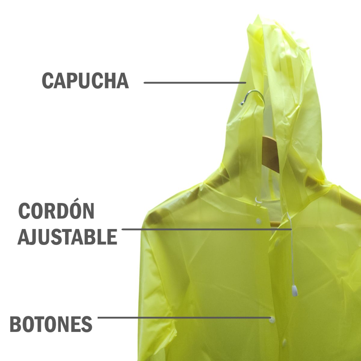 GENERICO - Set x2 Poncho Ligero Impermeable con capucha y botones