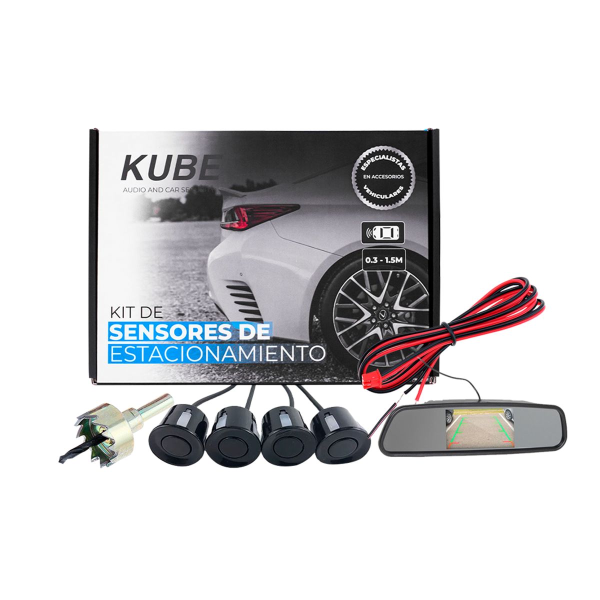 GENERICO - Sensor Y Cámara De Retroceso Parqueo Auto Parking 4 Puntos con Espejo