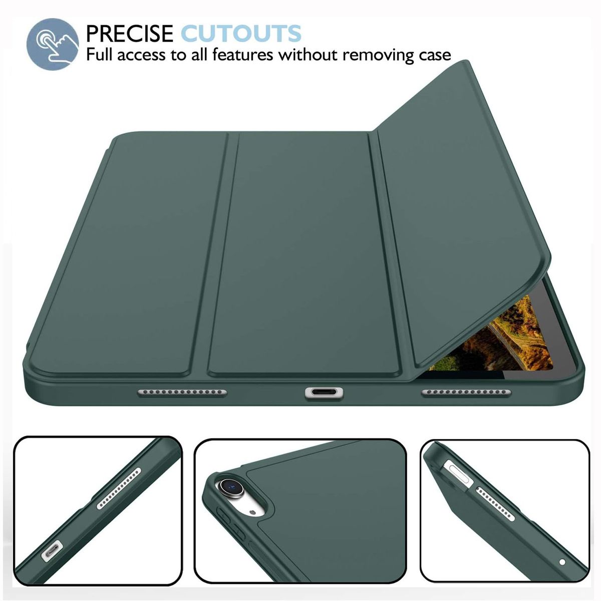 GENERICO - Funda Case para iPad Air 11Pulgadas Chip M2 año 2024 Verde Oscuro