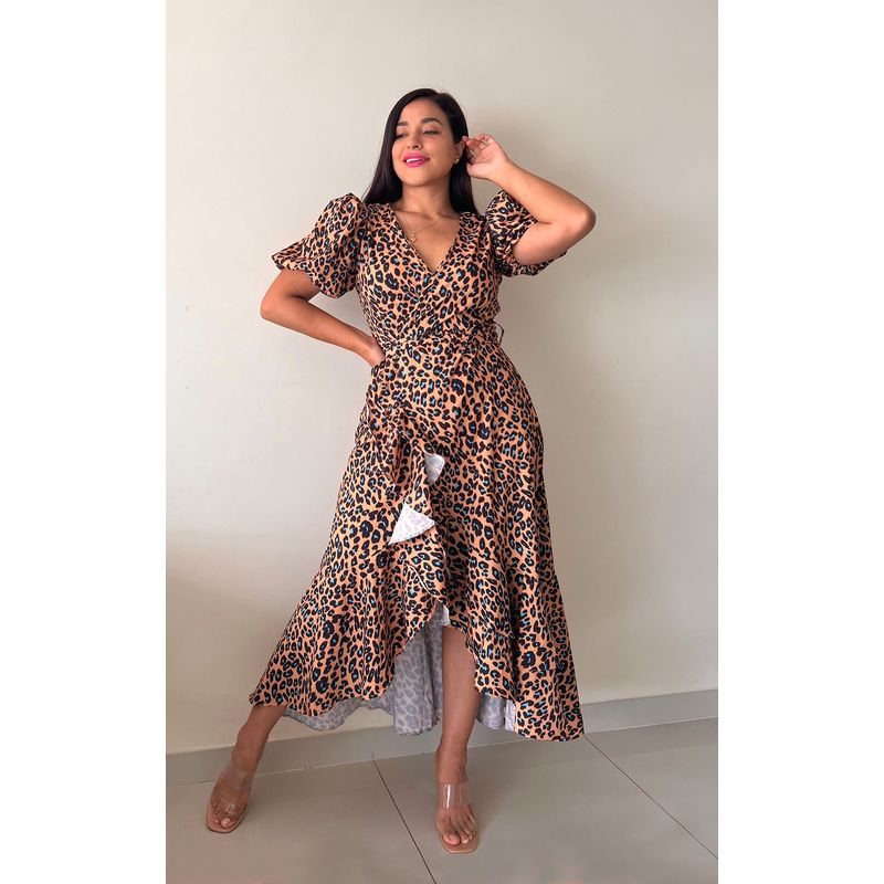 ARMA TU LOOK - VESTIDO ALONDRA ENVOLVENTE ANIMAL PRINT CON MANGAS GLOBO ARMA TU LOOK