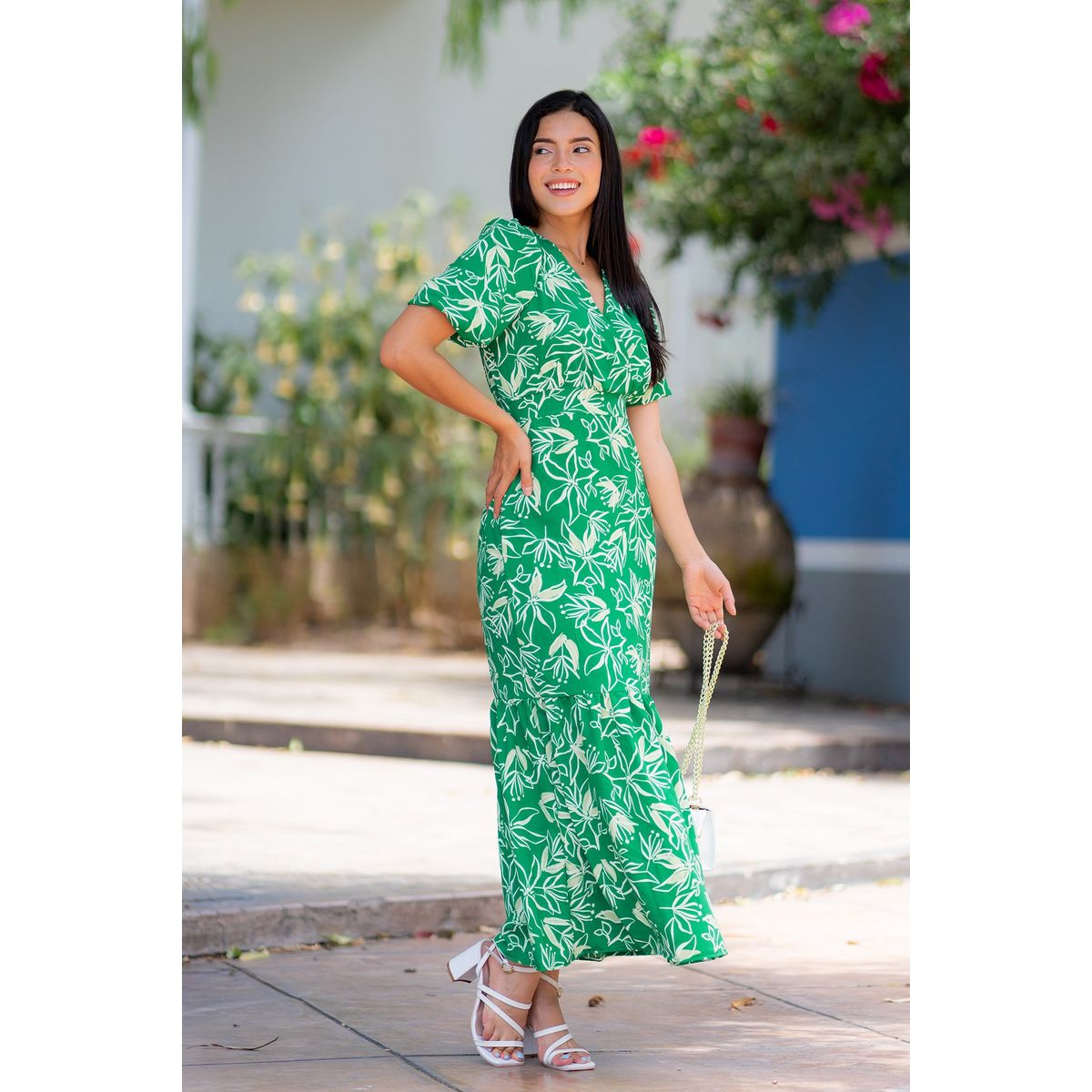 ARMA TU LOOK - VESTIDO ASTURIAS LARGO ESTAMPADO FLOREADO ESCOTE CRUZADO ARMA TU LOOK