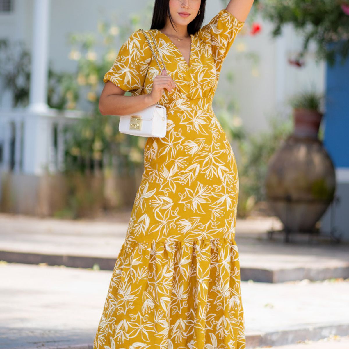 ARMA TU LOOK - VESTIDO ASTURIAS LARGO ESTAMPADO FLOREADO ESCOTE CRUZADO ARMA TU LOOK