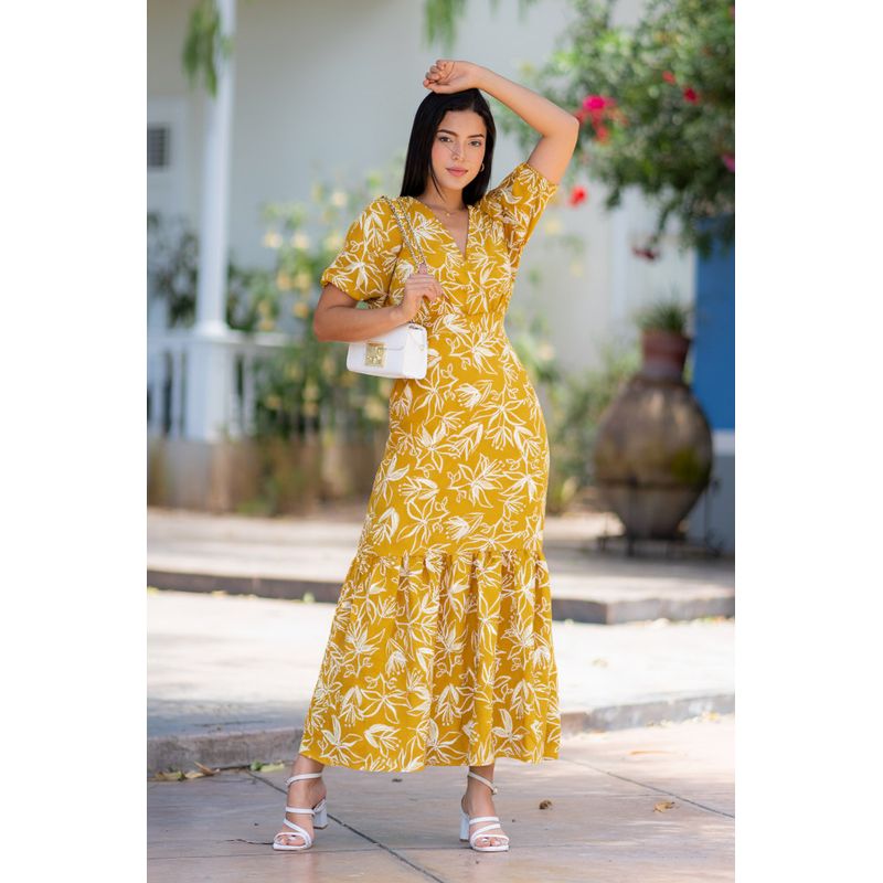 ARMA TU LOOK - VESTIDO ASTURIAS LARGO ESTAMPADO FLOREADO ESCOTE CRUZADO ARMA TU LOOK