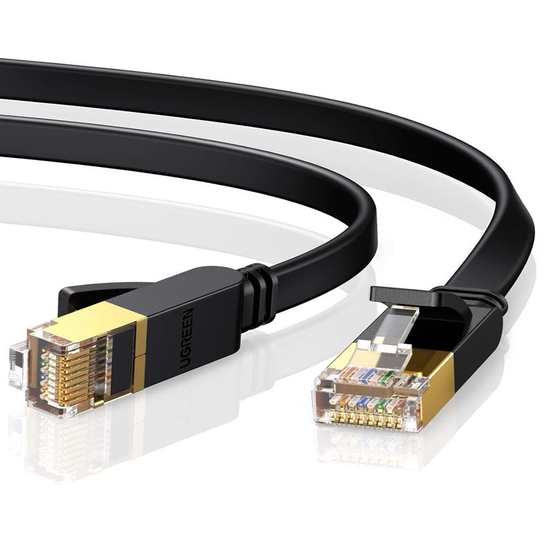 UGREEN - Ugreen Cable Ethernet Plano RJ45 Cat 7 10 Gbps 1m Negro NW106 - 11260