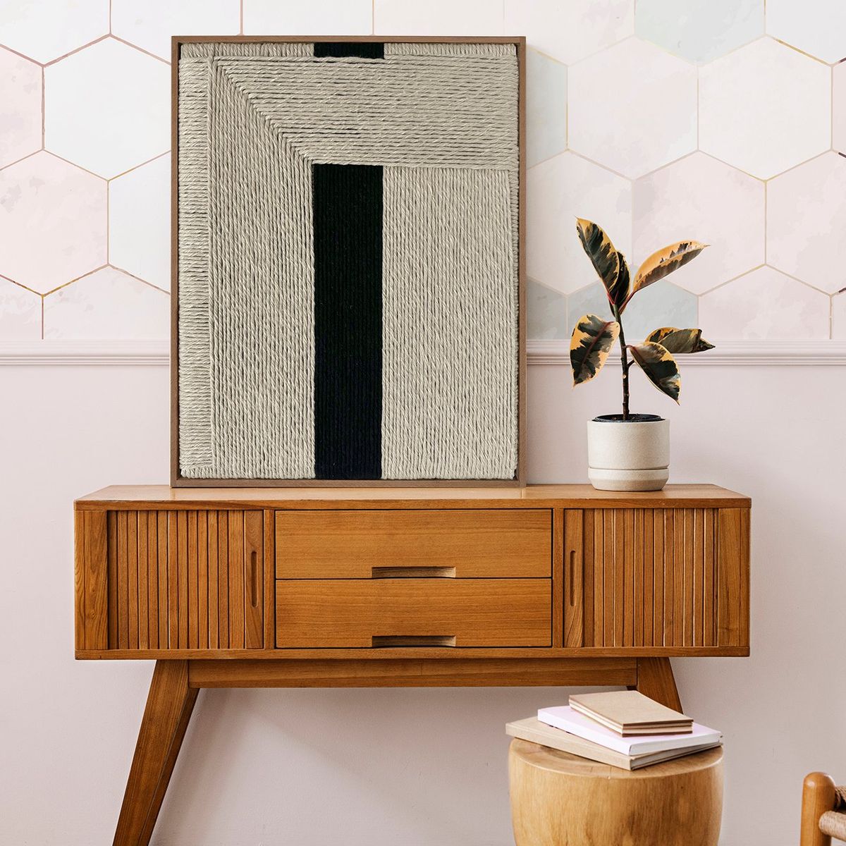 TEJICORP - Cuadro dimensional Tiana - lienzo trenzado con hilos de algodón