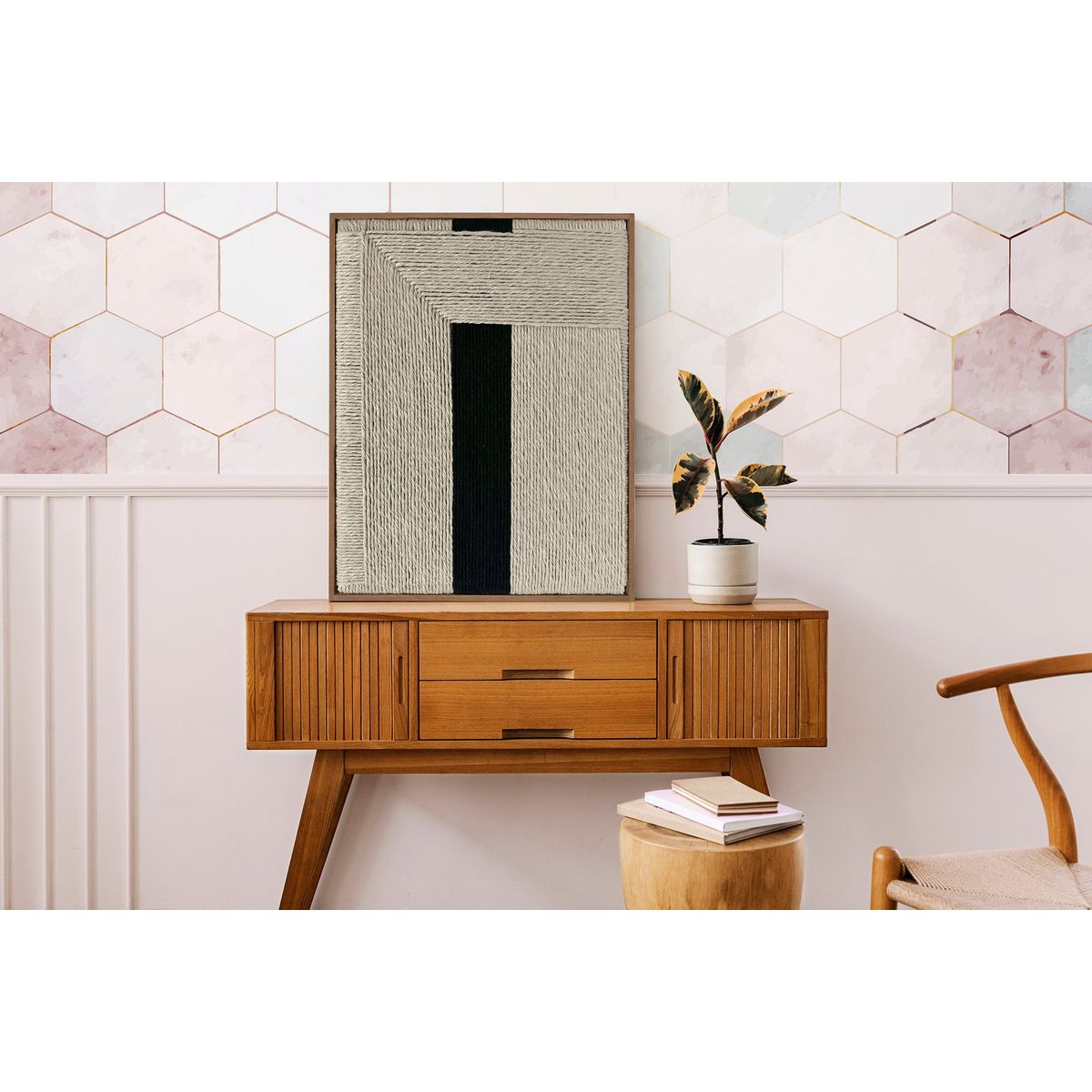 TEJICORP - Cuadro dimensional Tiana - lienzo trenzado con hilos de algodón