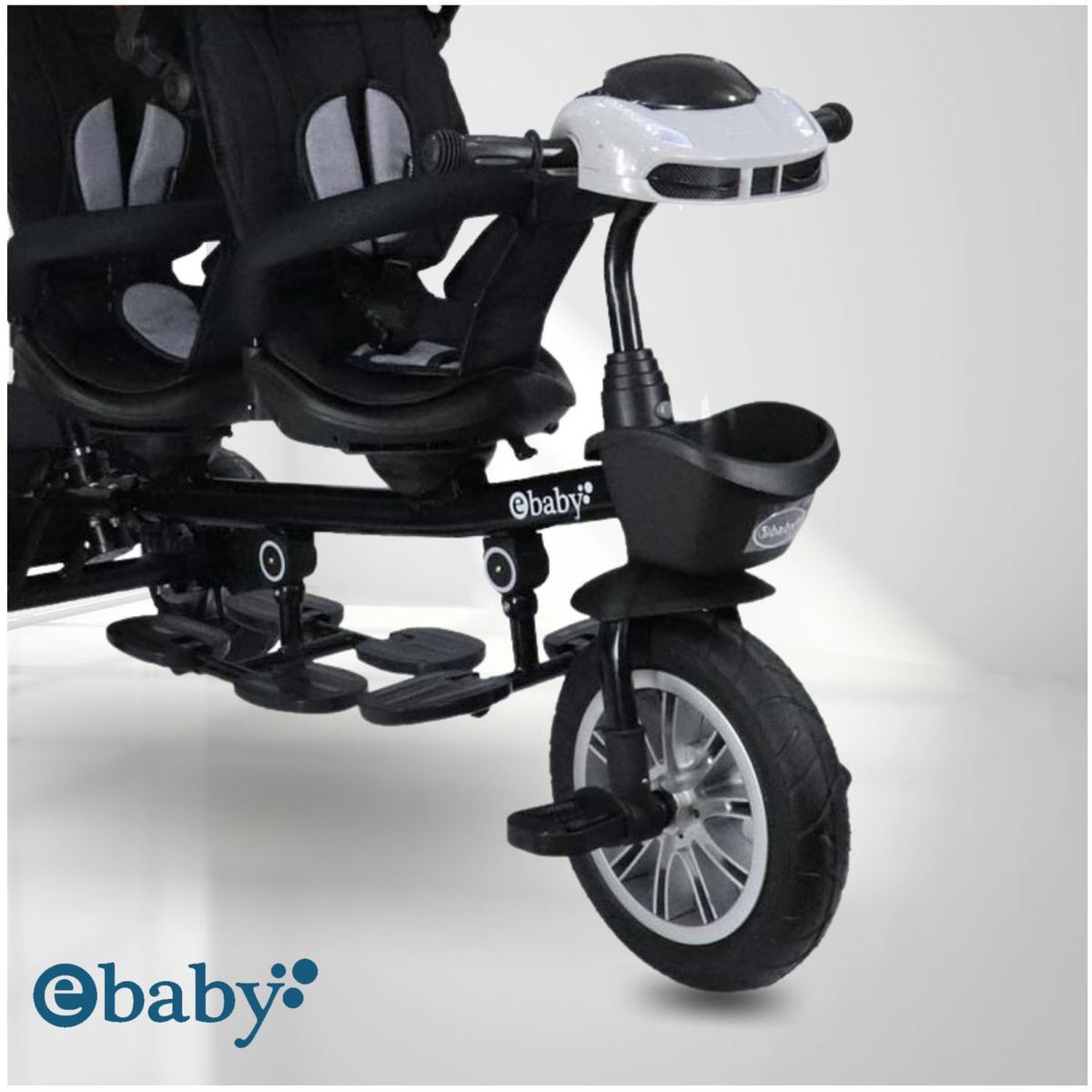 EBABY - Triciclo Guiador EBABY GEMELAR RedGray