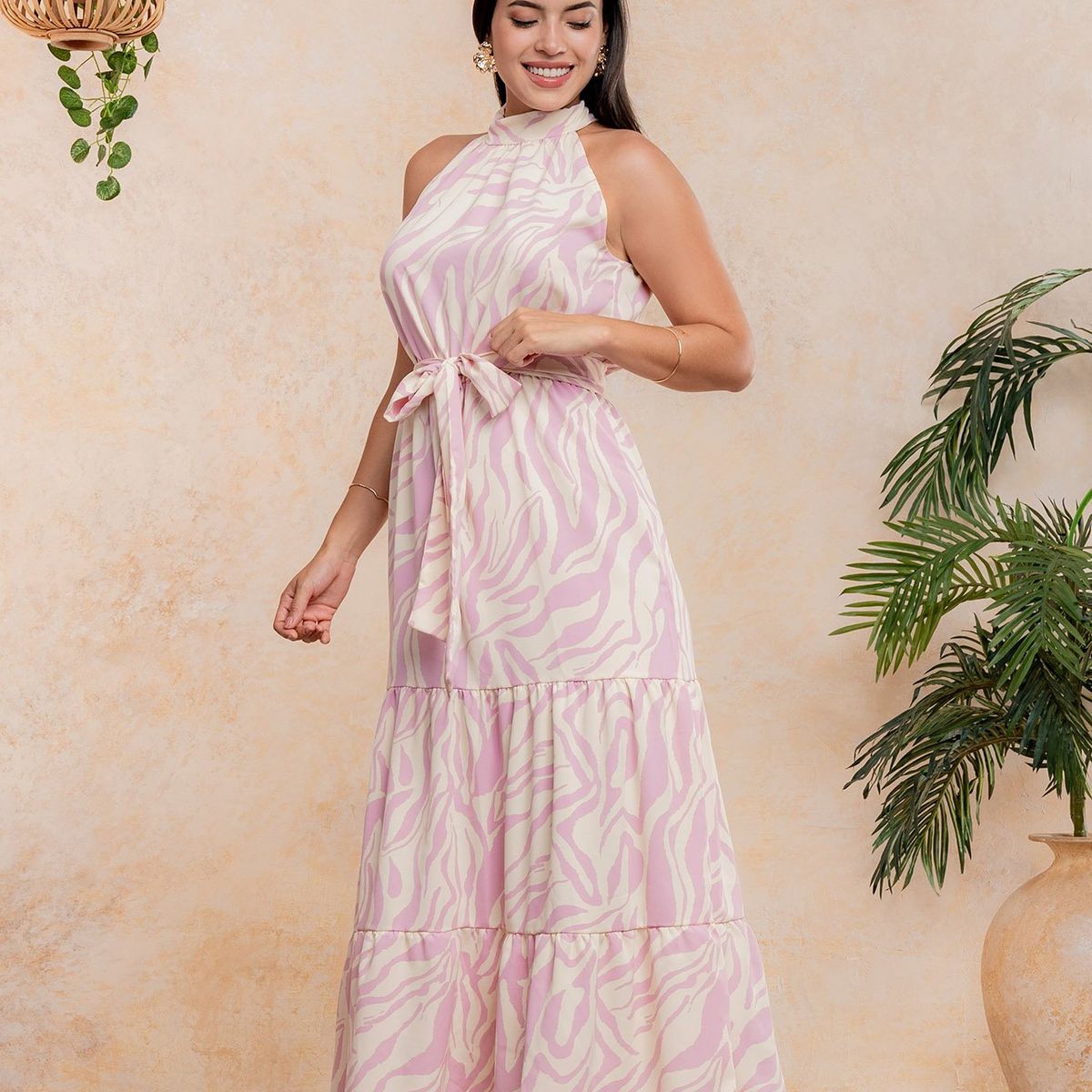 ARMA TU LOOK - VESTIDO BELLAGIO CUELLO HALTER DE SEDA CON CINTURÓN ARMA TU LOOK