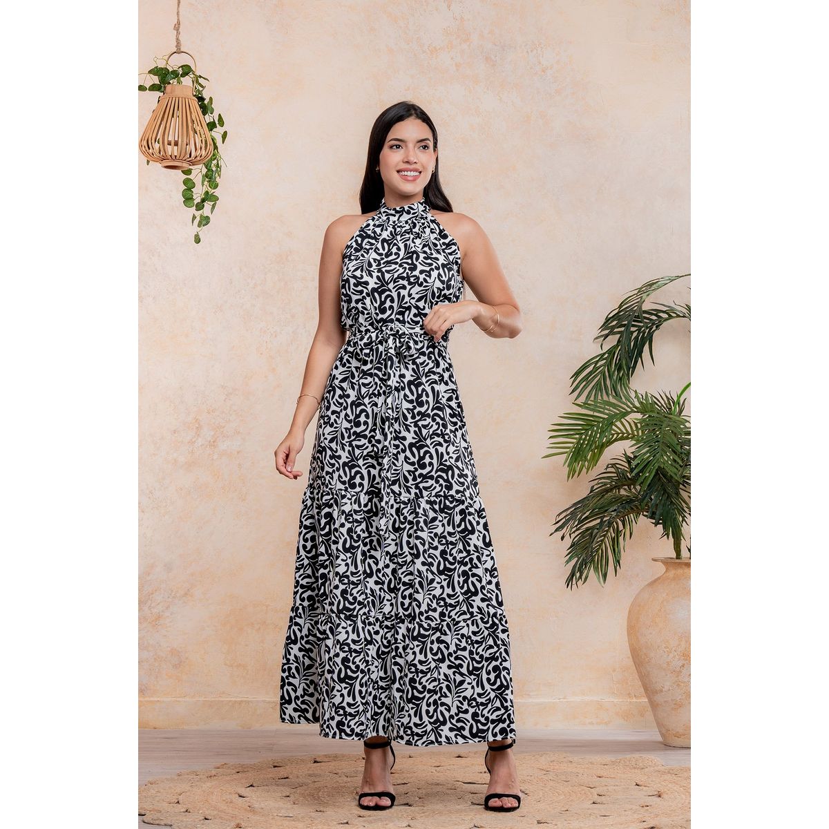 ARMA TU LOOK - VESTIDO BELLAGIO CUELLO HALTER DE SEDA CON CINTURÓN ARMA TU LOOK