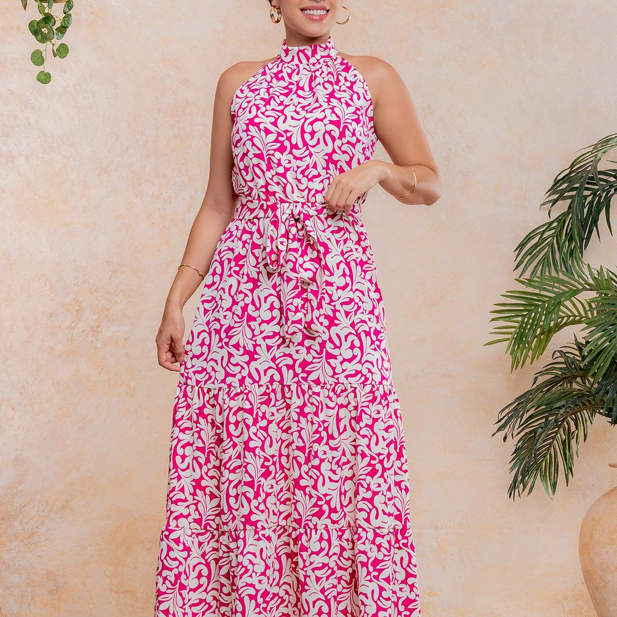 ARMA TU LOOK - VESTIDO BELLAGIO CUELLO HALTER DE SEDA CON CINTURÓN ARMA TU LOOK