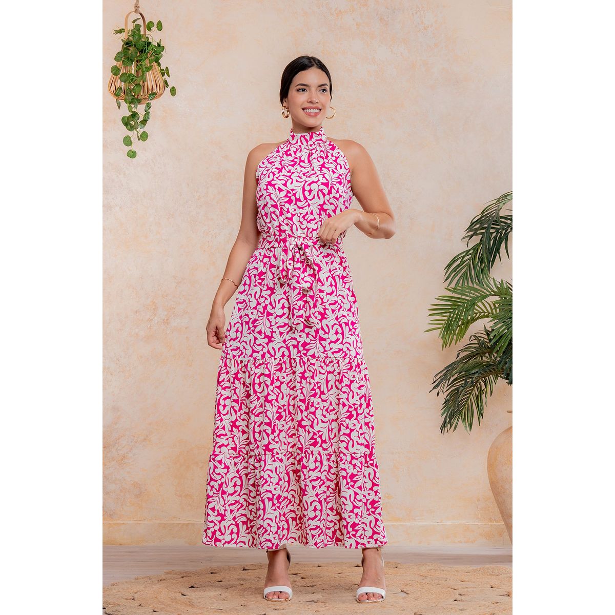 ARMA TU LOOK - VESTIDO BELLAGIO CUELLO HALTER DE SEDA CON CINTURÓN ARMA TU LOOK