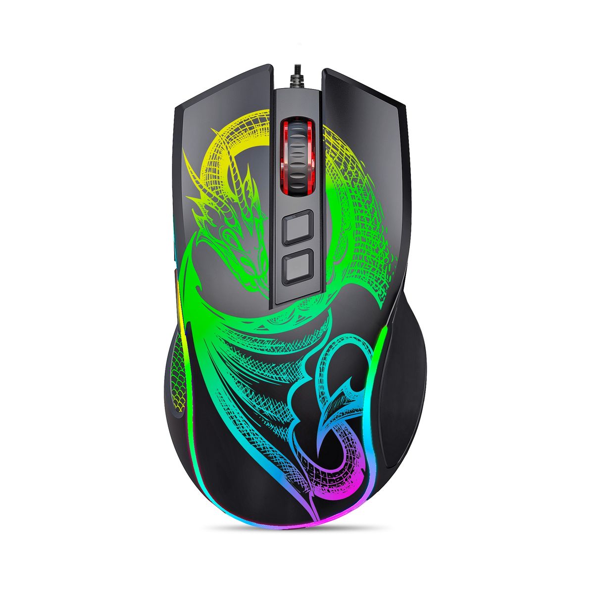 MICRONICS - Mouse Gamer Micronics RGB 12800 DPI + Pad mouse XL negro