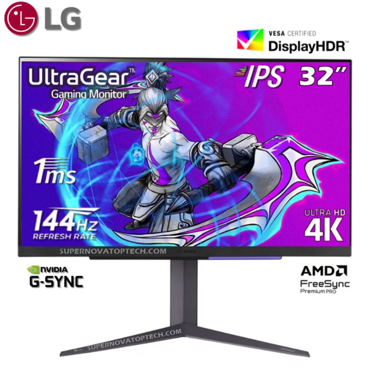 LG - Monitor Gamer UltraGear™ 32 UHD 4K IPS, 1ms (GtG), 144Hz