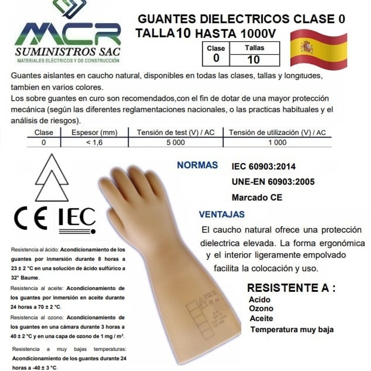 GENERICO - GUANTES DIELECTRICOS HASTA 1000V TALLA 10