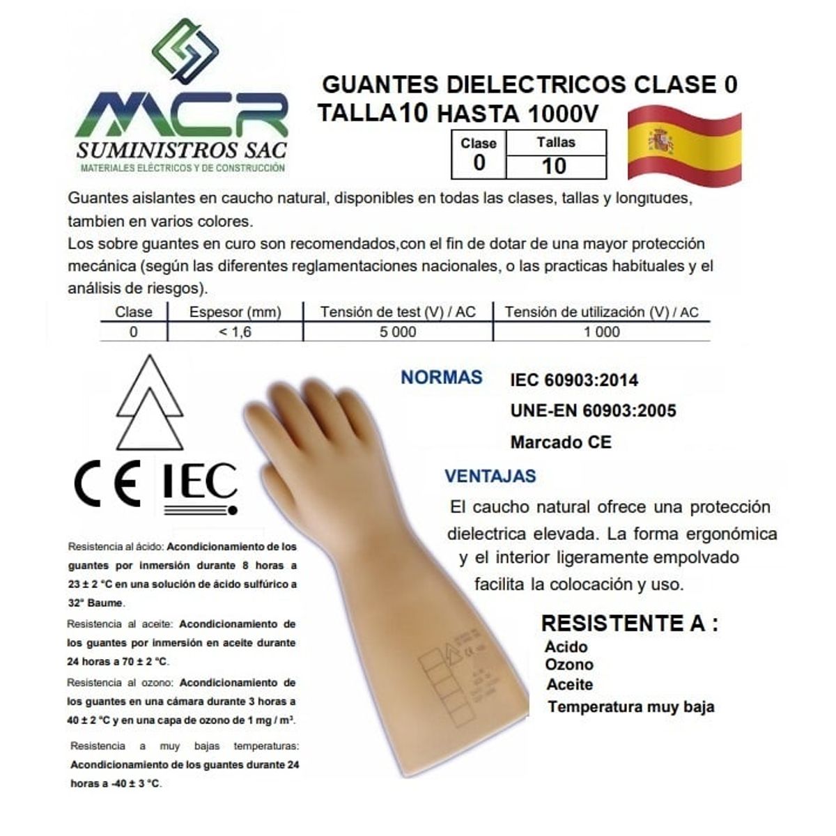 GENERICO - GUANTES DIELECTRICOS HASTA 1000V TALLA 10