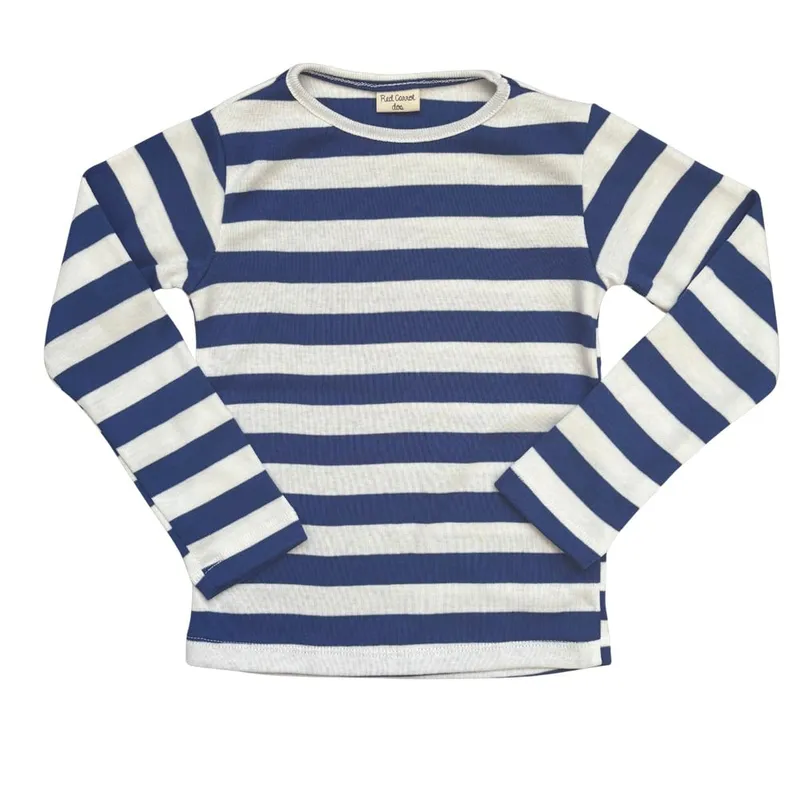 RED CARROT - Polo unisex manga larga algodon azul y blanco rayado