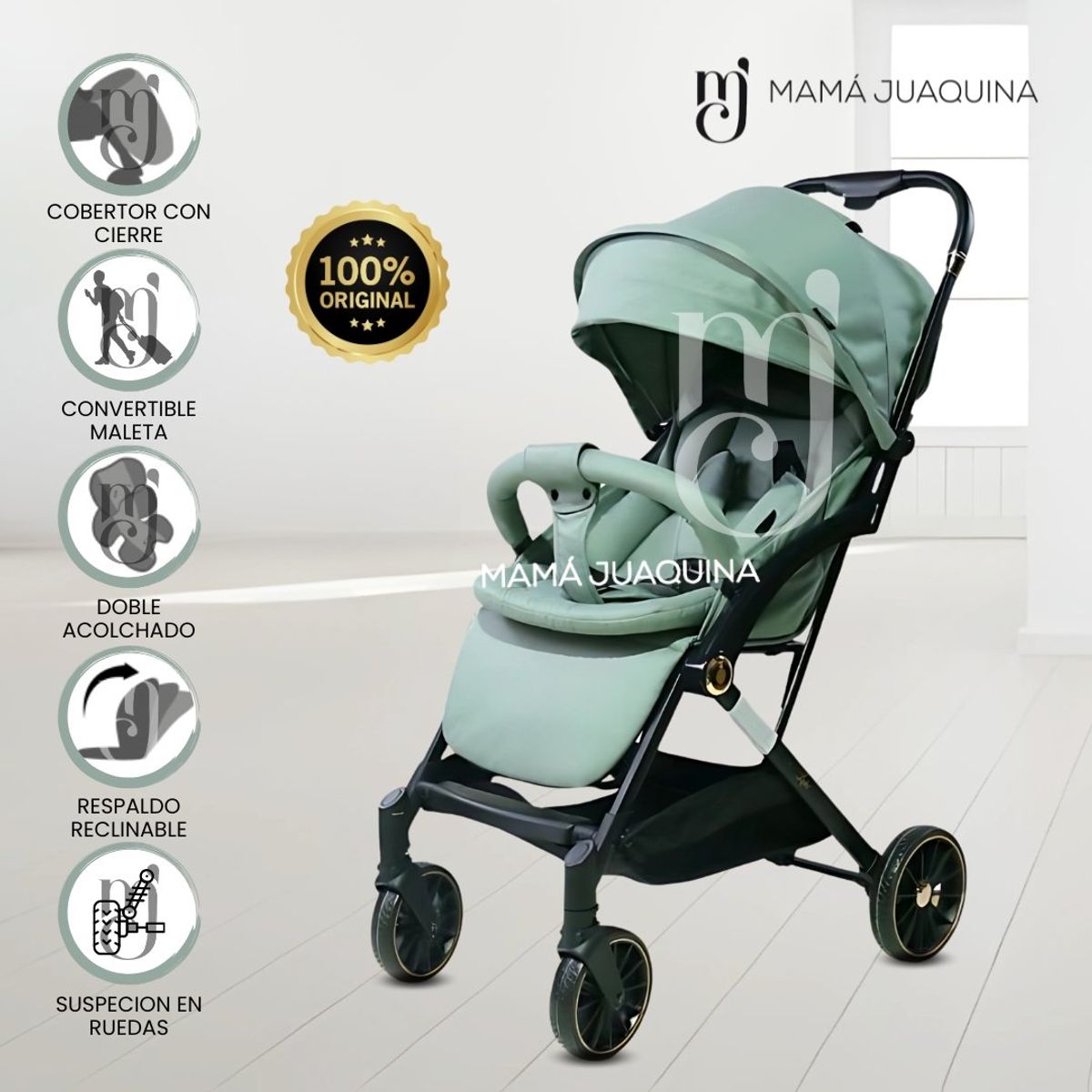 BABY - Coche Maleta de Lujo «LIGHTNING LUKE» Menta