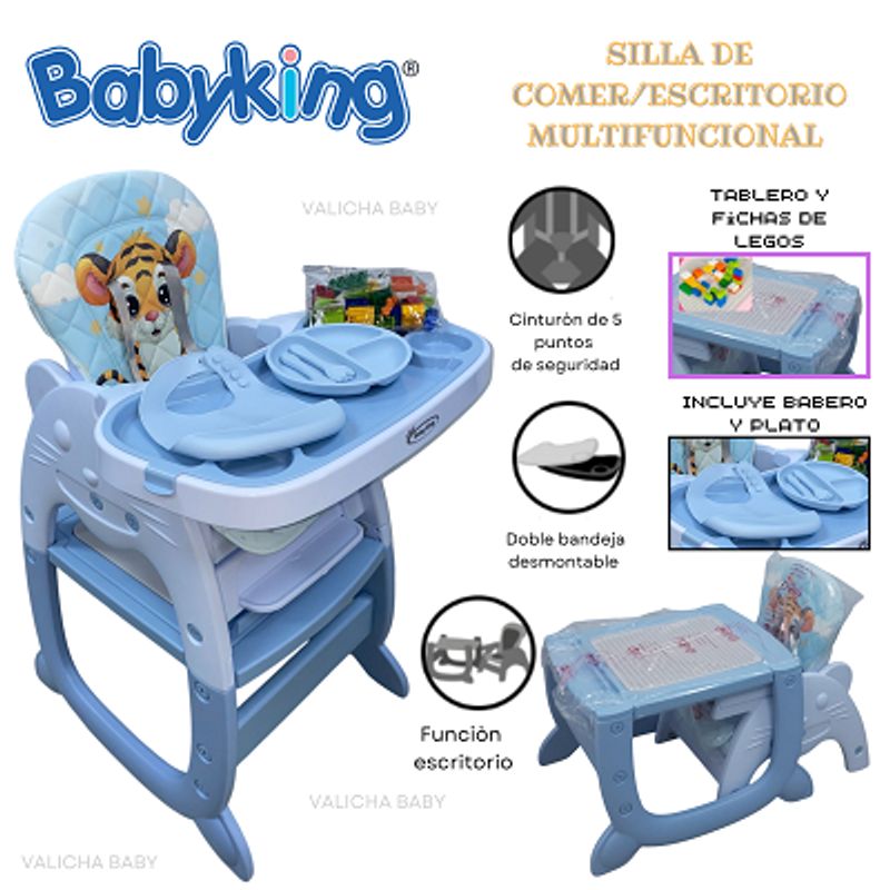 BABY - SILLA DE COMER ESCRITORIO MULTIFUNCIONAL - CELESTE