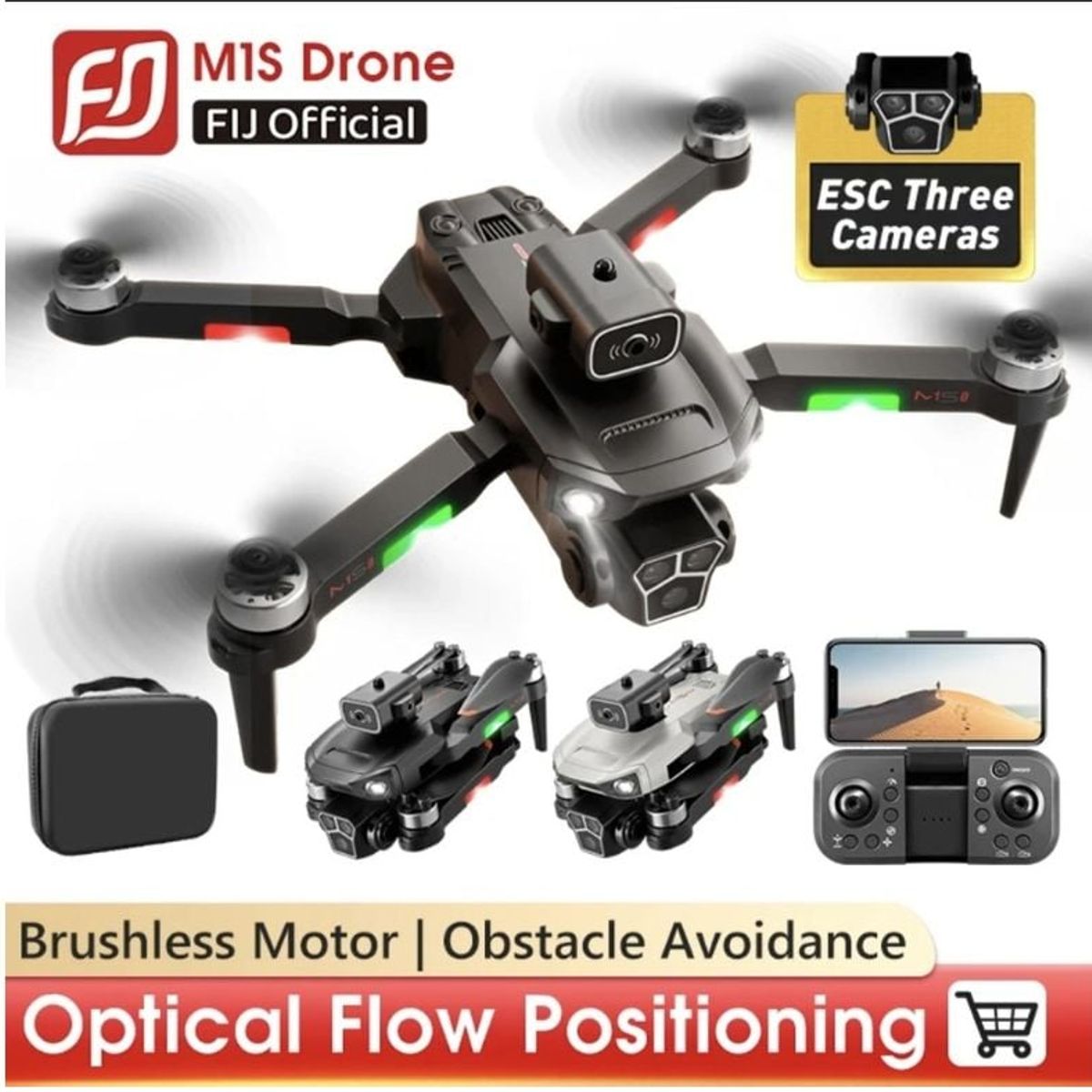 GENERICO - DRON 6K PROFESIONAL + 3 BATERIAS + 3 CAMARAS + APP + 5G + BOLSO