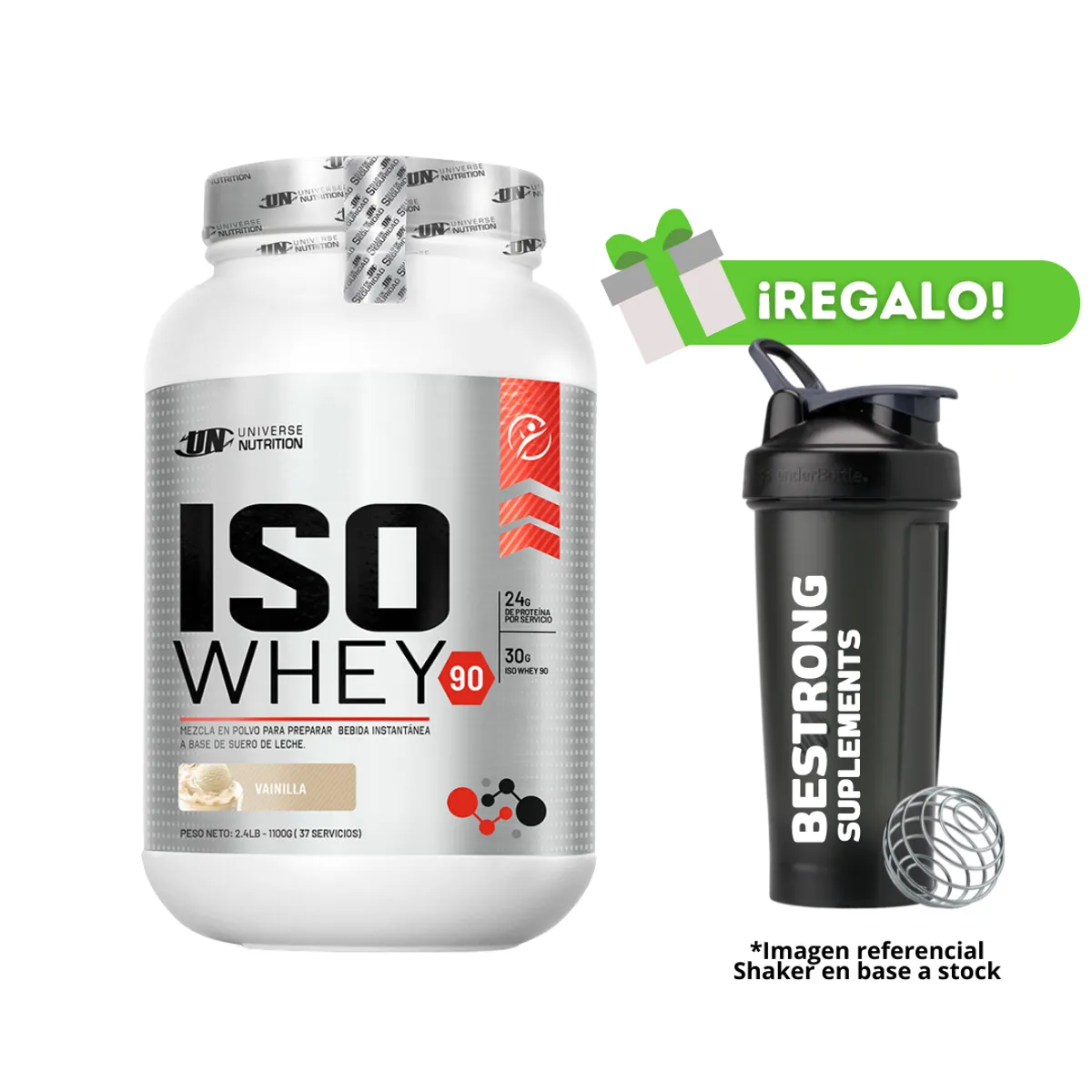 UNIVERSE NUTRITION - PROTEÍNA ISO WHEY 1 KG  VAINILLA + SHAKER DE REGALO