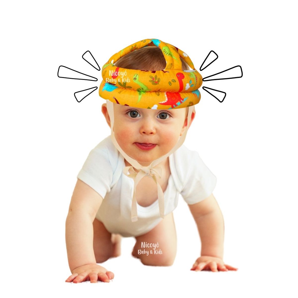 GENERICO - Casco Protector Antigolpes Seguridad de Bebés Dino Amarillo