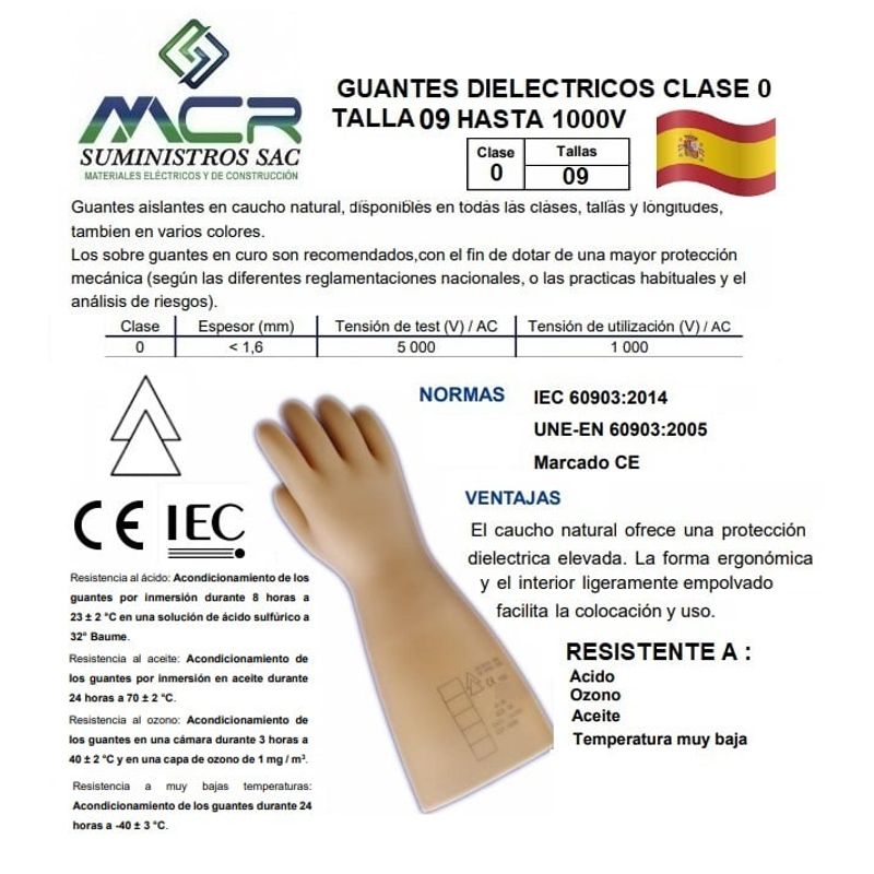GENERICO - GUANTES DIELECTRICOS HASTA 1000V TALLA 09 CLASE 0