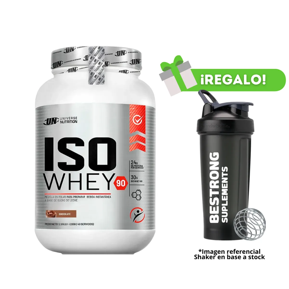 UNIVERSE NUTRITION - PROTEÍNA ISO WHEY 1 KG  CHOCOLATE + SHAKER DE REGALO
