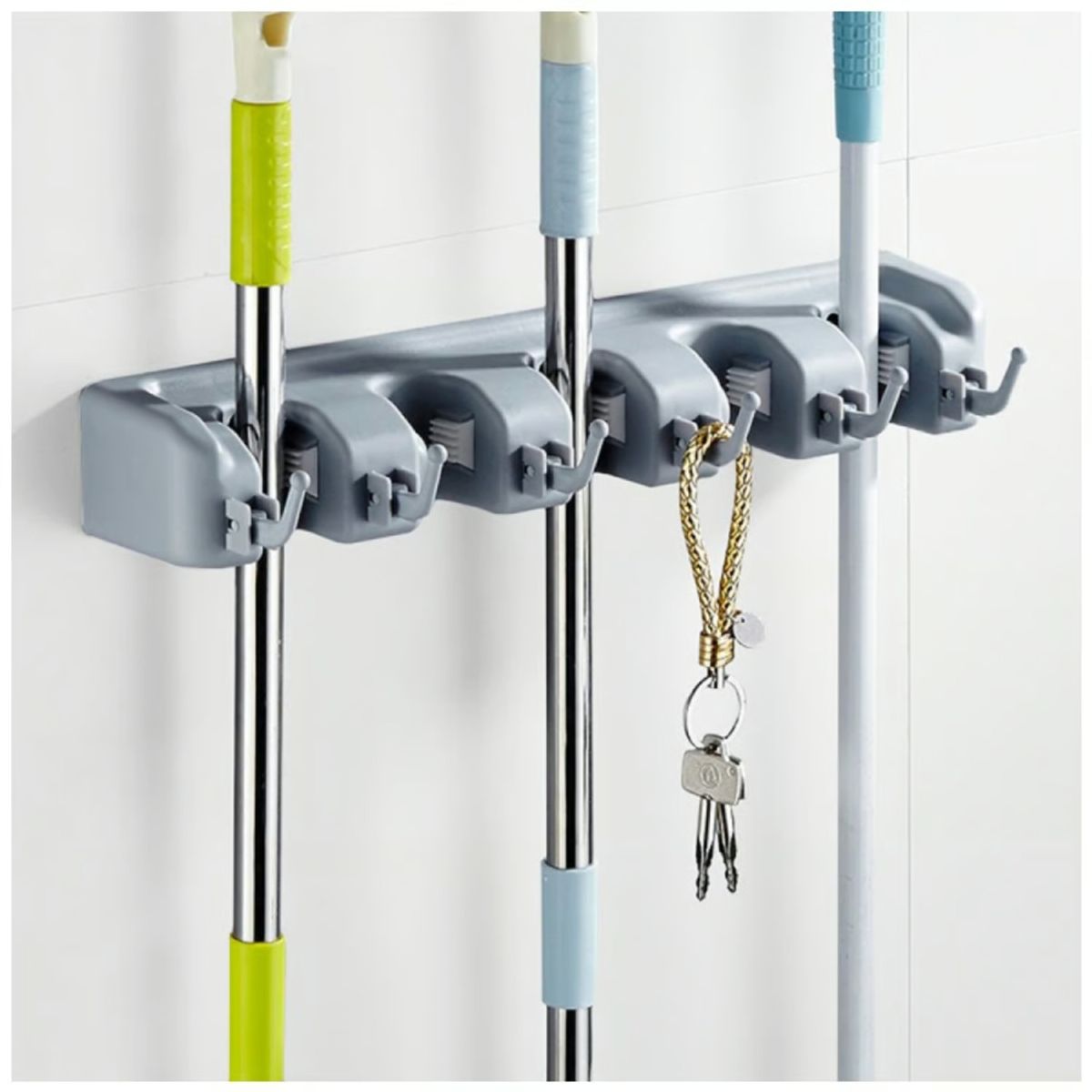 GENERICO - Organizador De Escobas Pl18V Con Ganchos Plegables Resistente