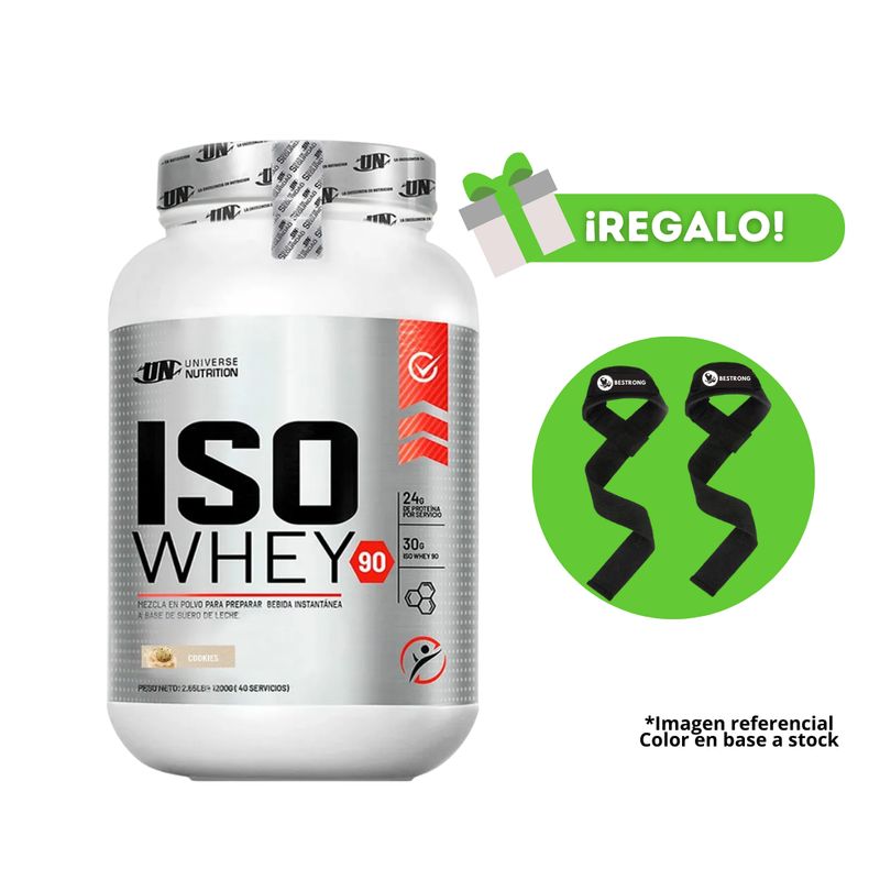 UNIVERSE NUTRITION - PROTEÍNA ISO WHEY 1 KG  COOKIES+ STRAPS DE REGALO