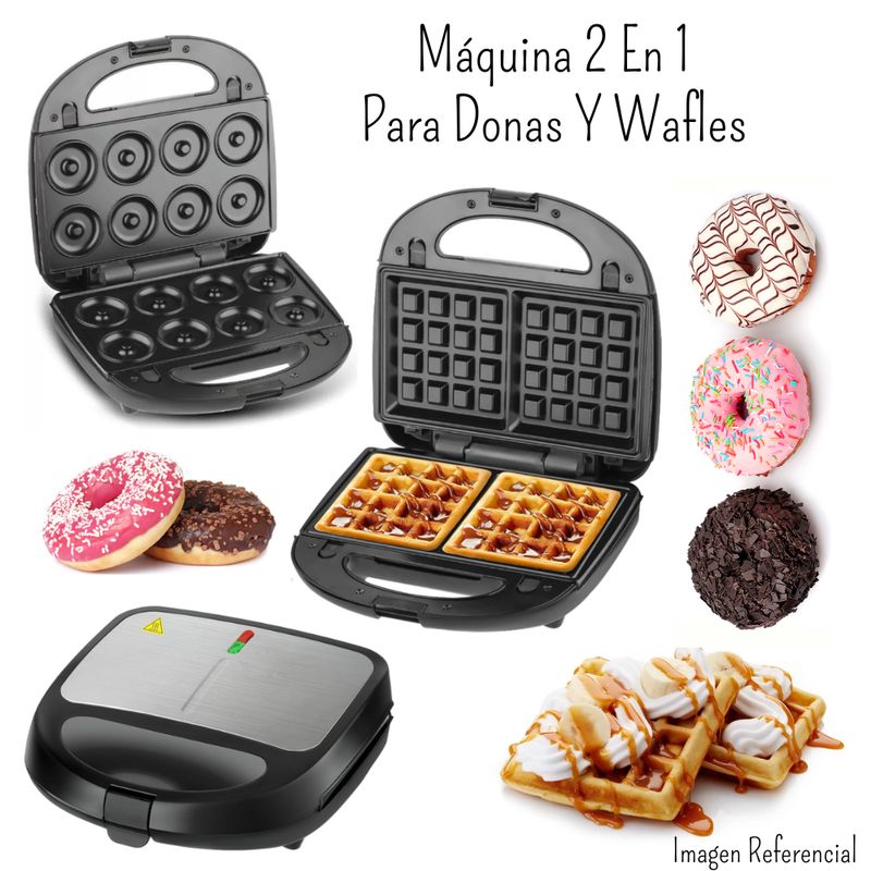 GENERICO - Maquina Para Hornear Donas Y Waffles 2 En 1