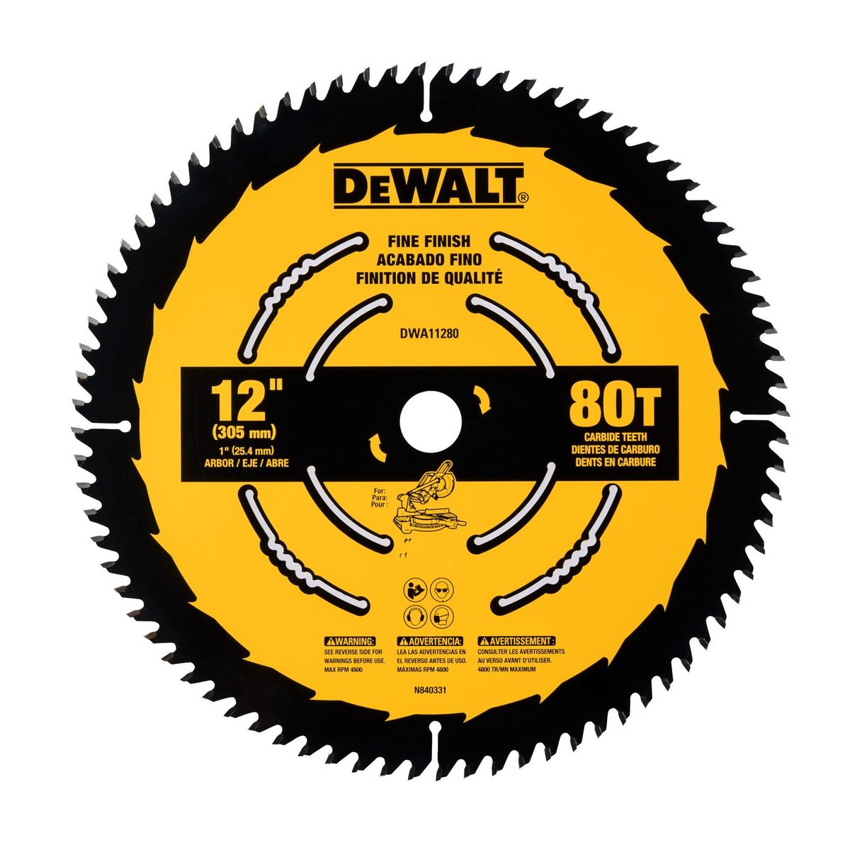 DEWALT - Disco de Sierra 12" 80D para Madera Dewalt DWA11280