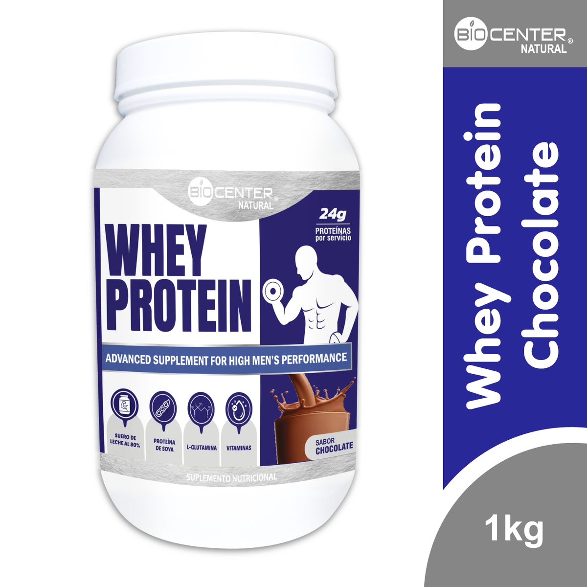 BIOCENTER NATURAL - Whey Protein Chocolate x 1Kg  - Biocenter Natural