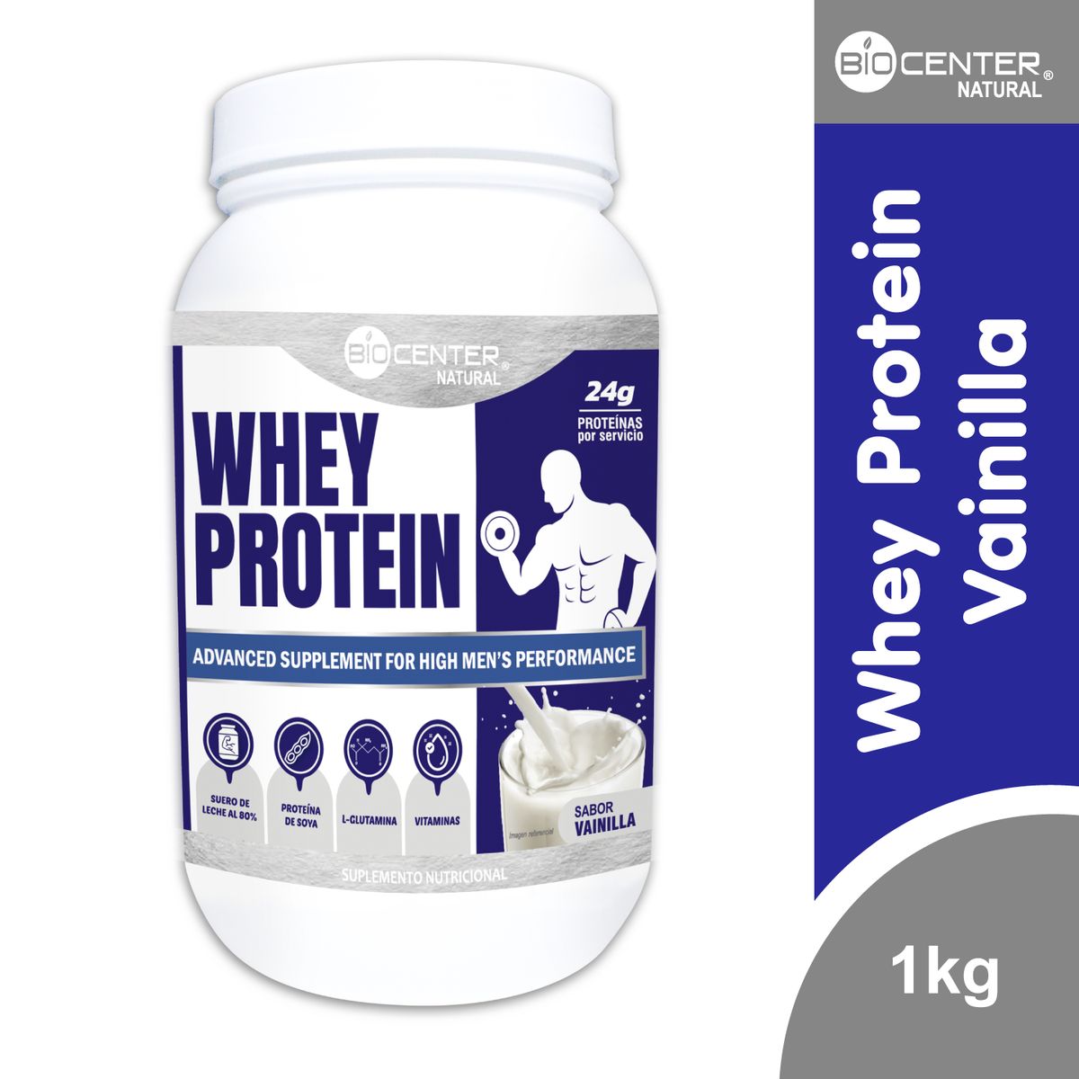 BIOCENTER NATURAL - Whey Protein Vainilla x 1Kg  - Biocenter Natural
