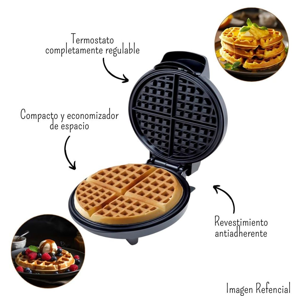 GENERICO - Wafflera Boma Circular 1200w BM-2010