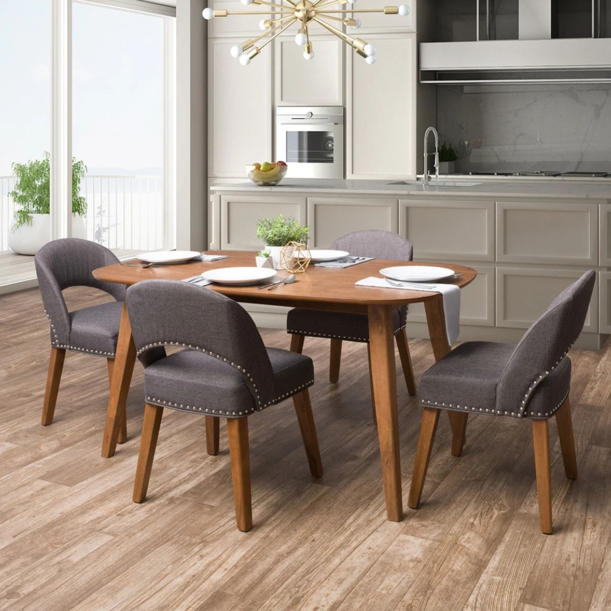 CENTRAL DECCO - COMEDOR  4 SILLAS NANTES GRIS OSCURO