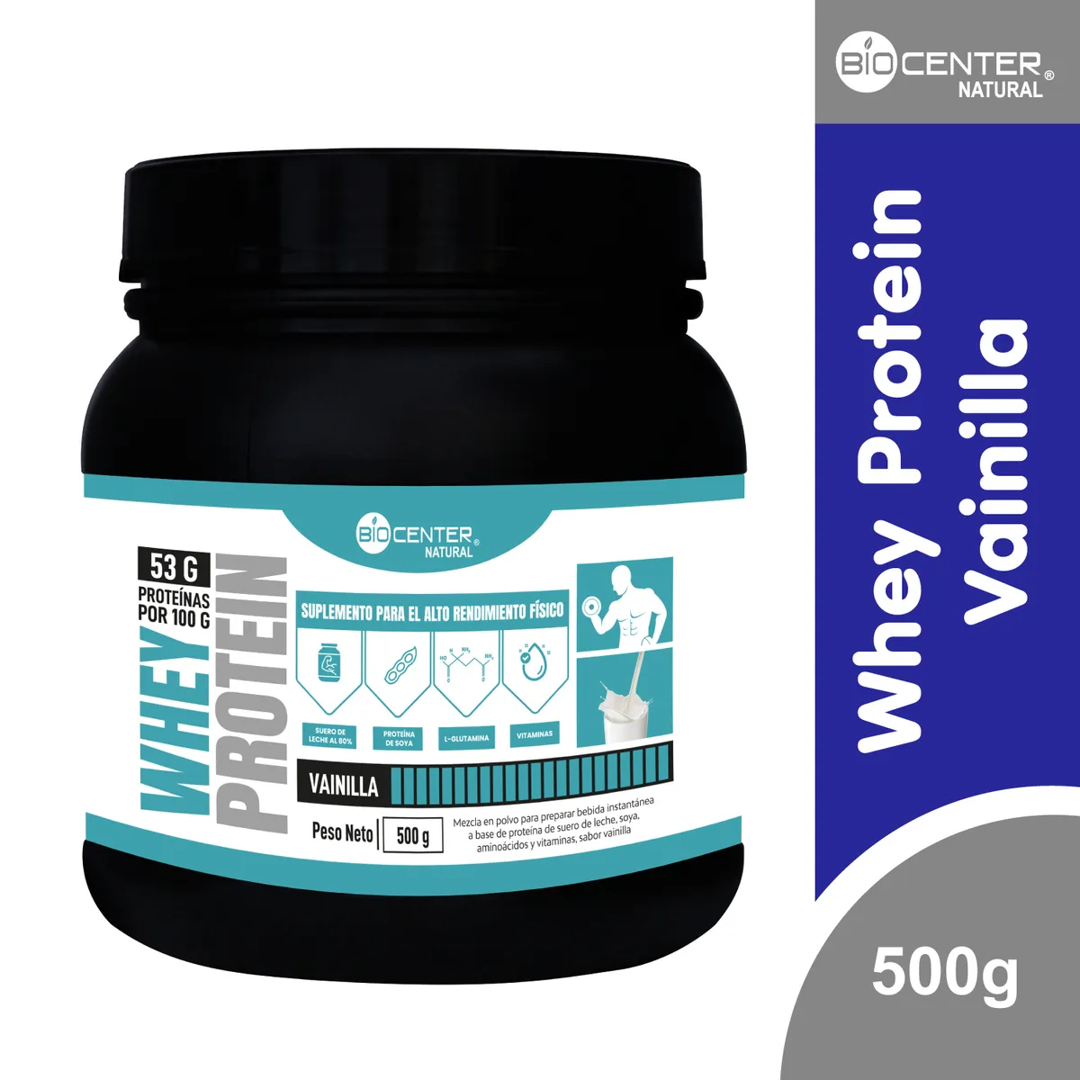 BIOCENTER NATURAL - Whey Protein Vainilla x 500g  - Biocenter Natural