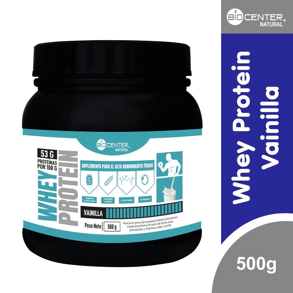 BIOCENTER NATURAL - Whey Protein Vainilla x 500g  - Biocenter Natural