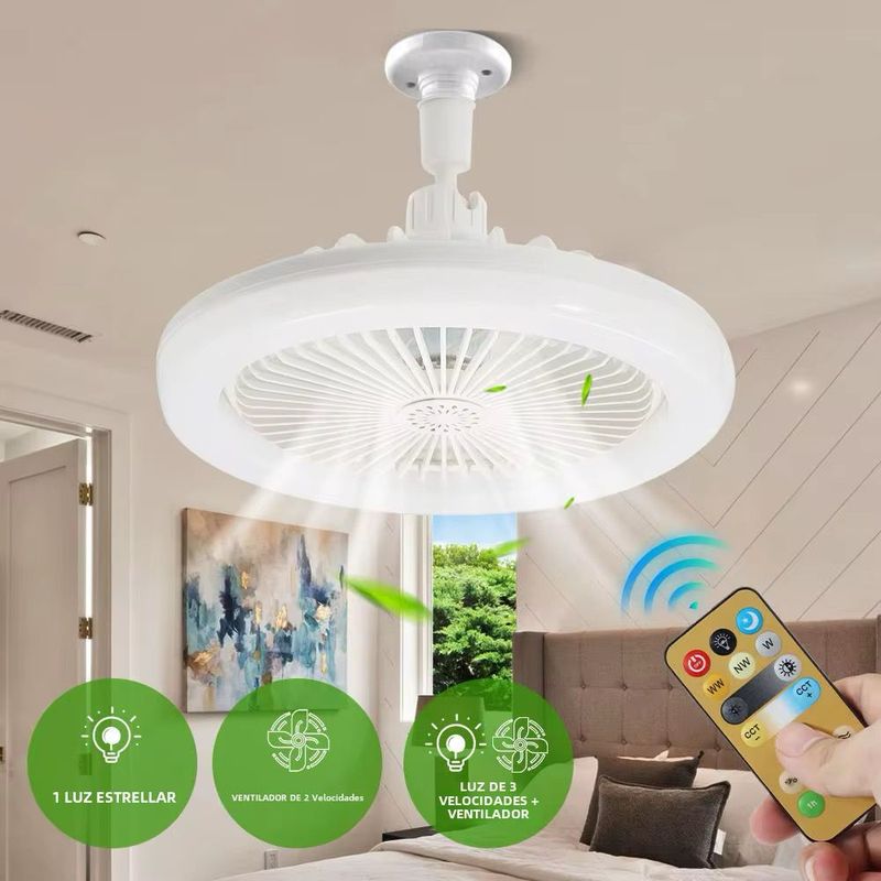 GENERICO - Foco ventilador de techo LED + control remoto digital